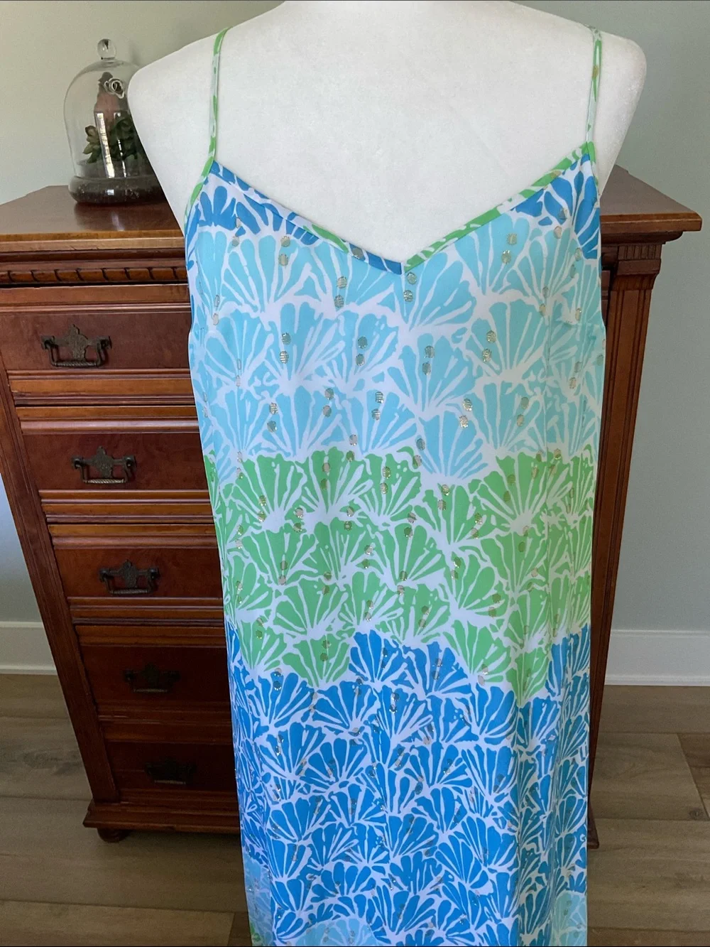 NWT Lilly Pulitzer Dusk Maxi Slip Dress Shell Shacked SZ S Coastal Elegance